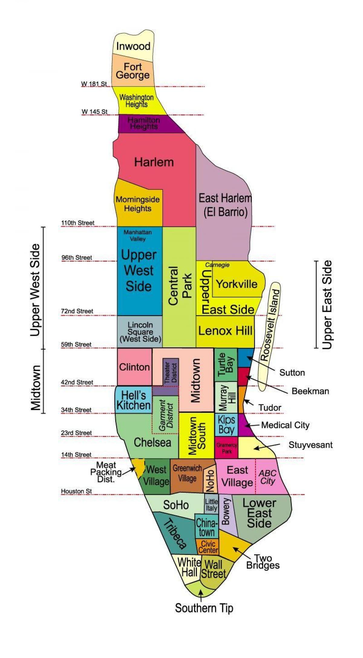 carte de Manhattan arrondissements