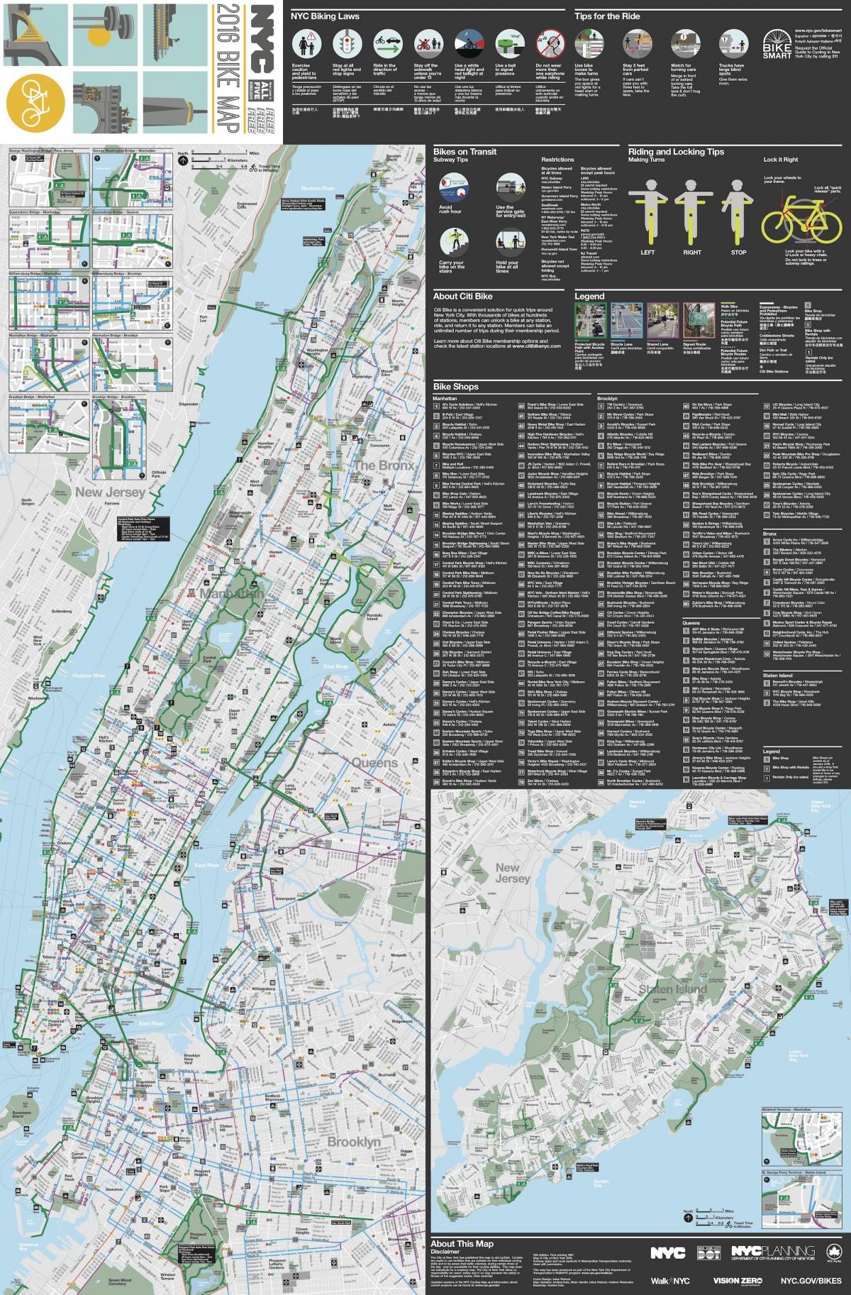 Manhattan carte des pistes cyclables