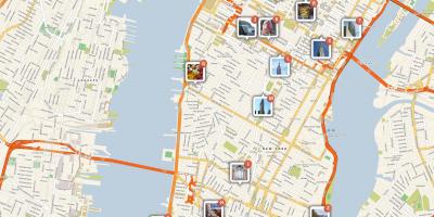 Carte de Manhattan montrant les attractions touristiques