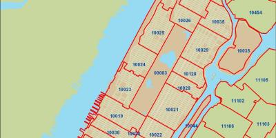 Manhattan zip code map - NYC code postal de la carte de Manhattan (New