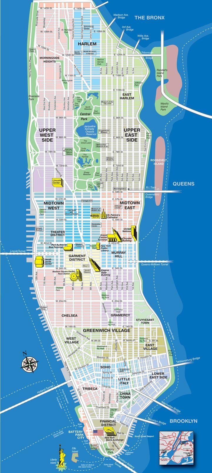 carte de l'île de Manhattan