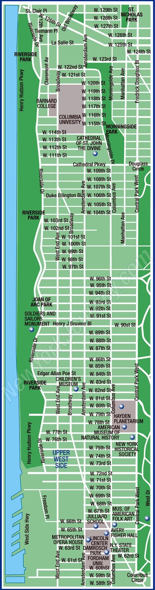 le haut de Manhattan carte