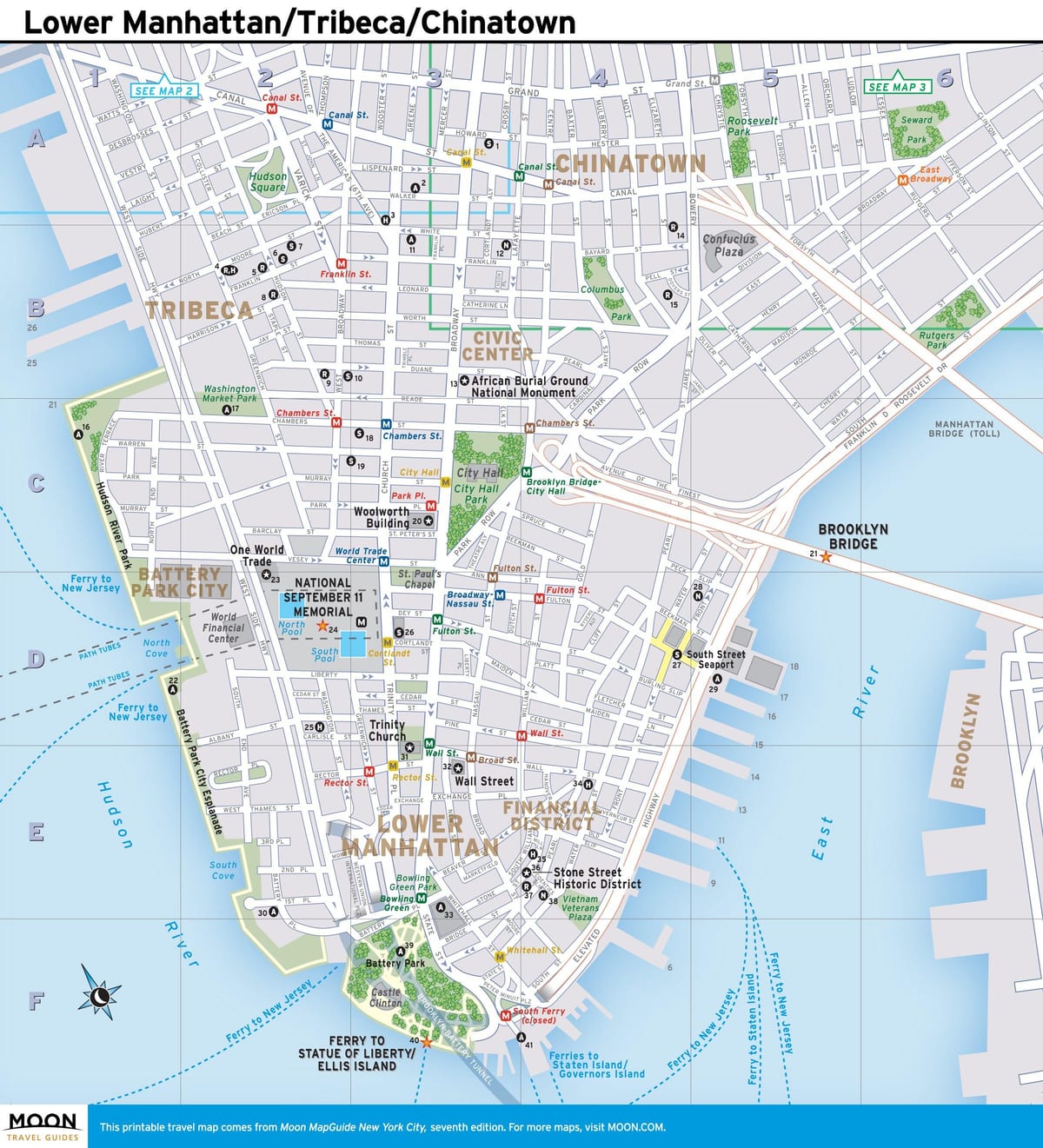carte de lower Manhattan, ny