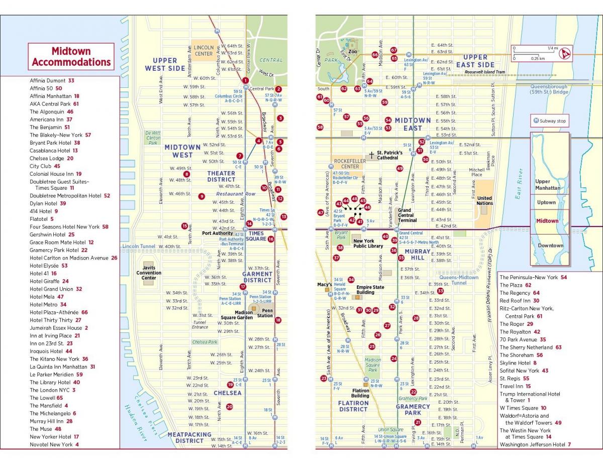 imprimable carte de marcher de midtown Manhattan