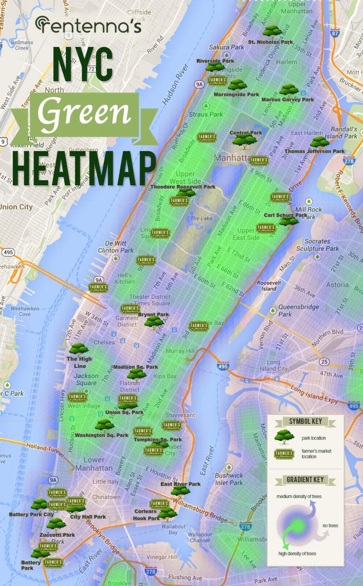 carte de Manhattan parcs