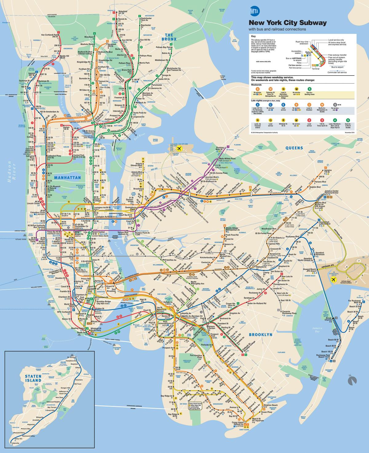 New York Manhattan plan de métro