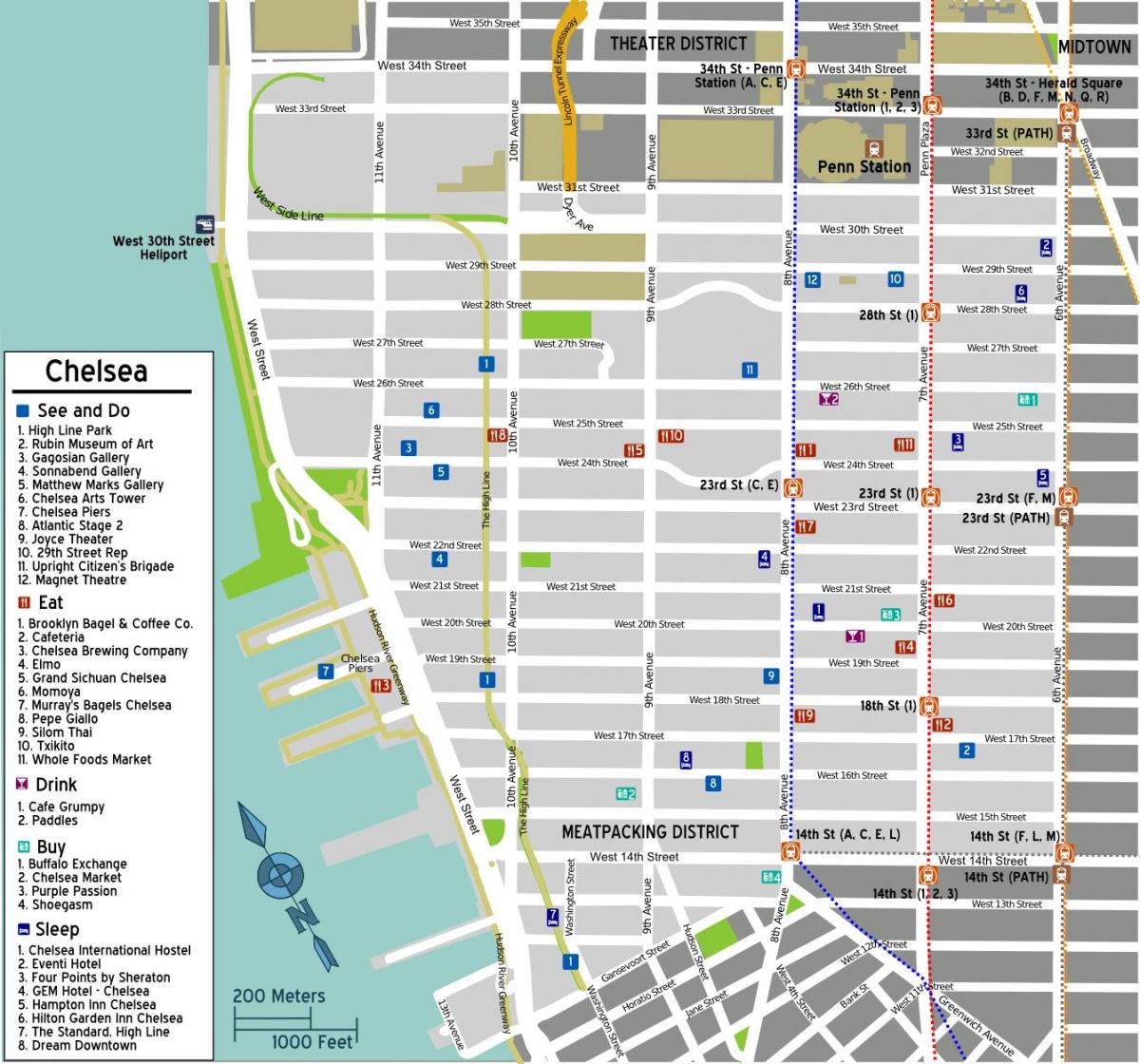 carte de Chelsea, à Manhattan