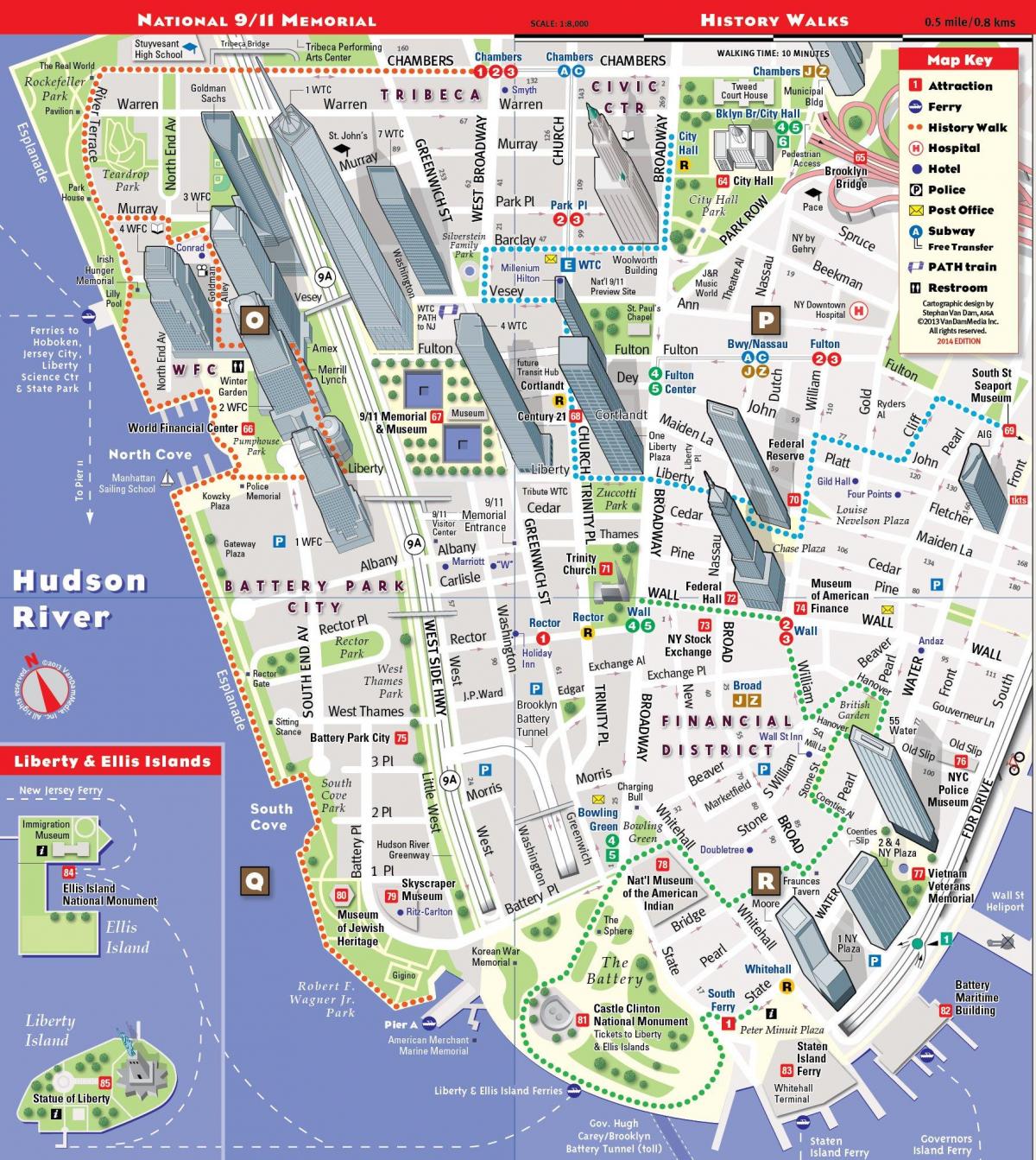 le lower Manhattan carte touristique