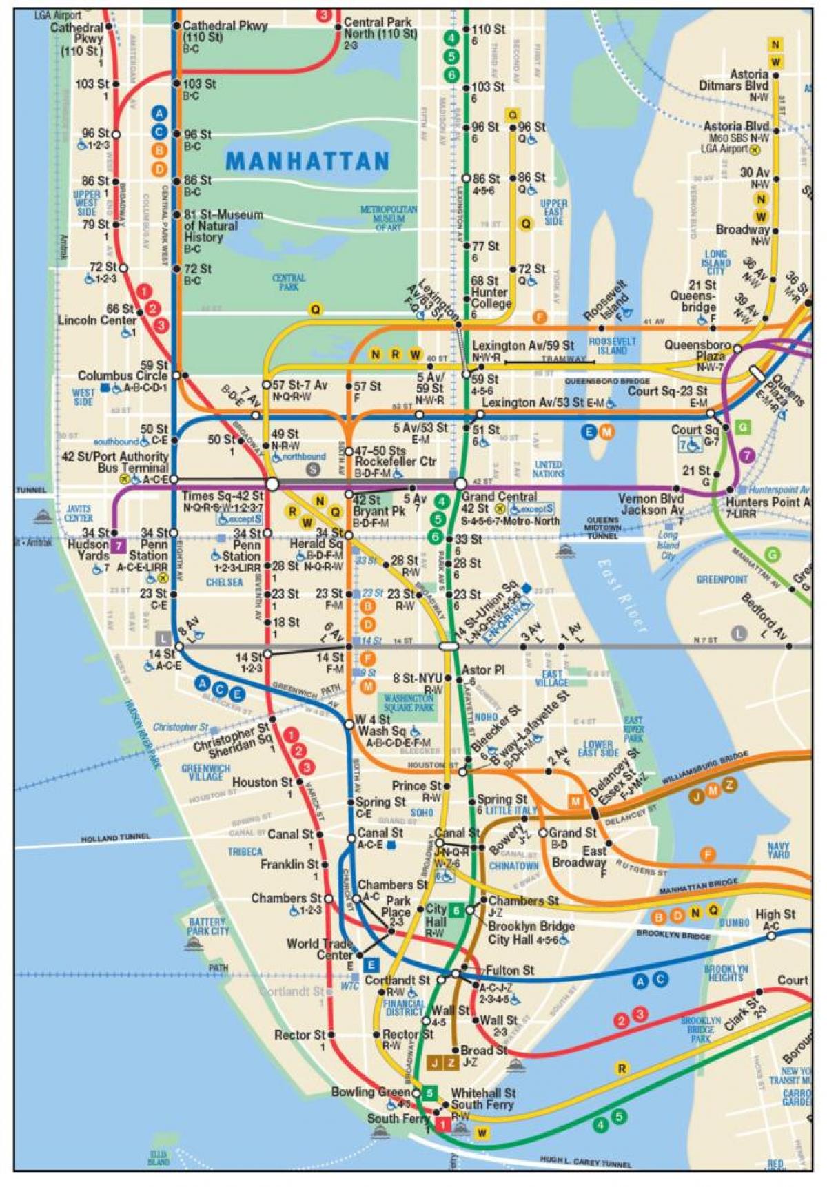 carte de Manhattan en métro