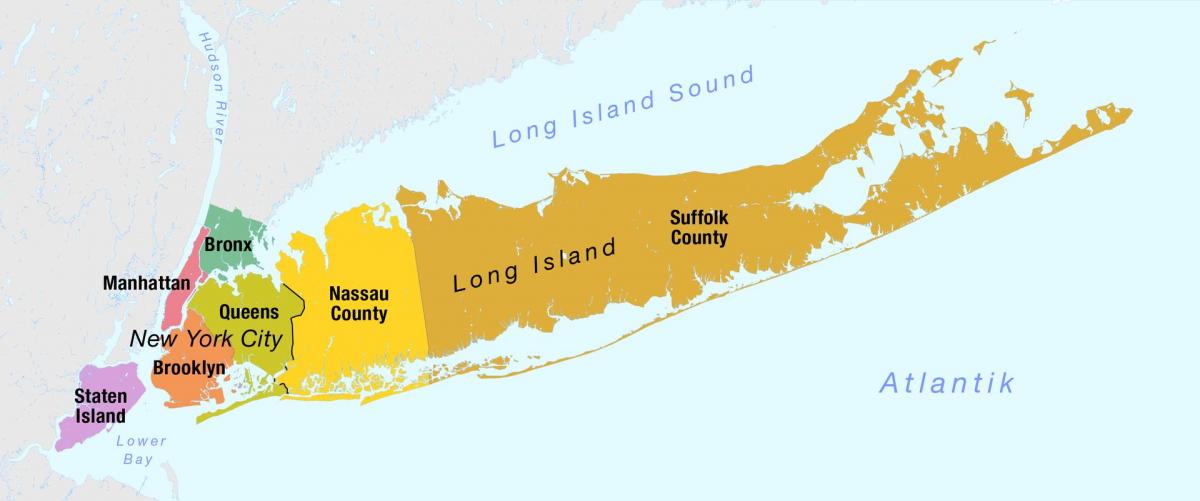 carte de New York, Manhattan et long island