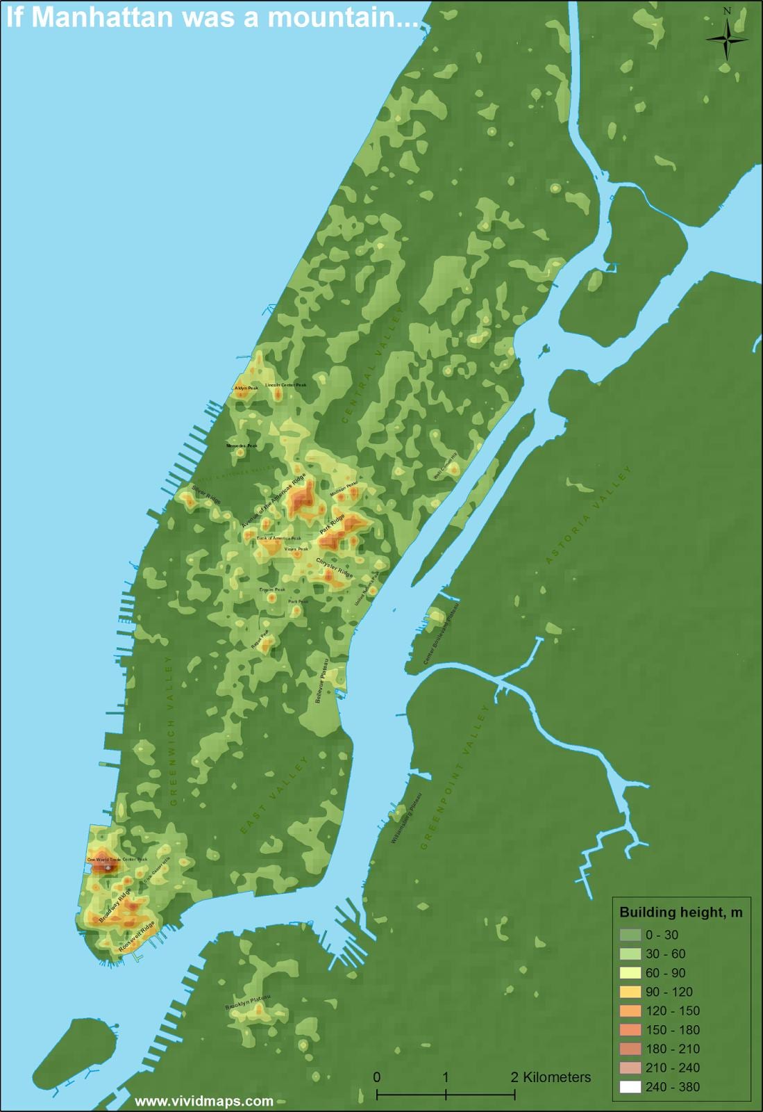 l'élévation de la carte de Manhattan