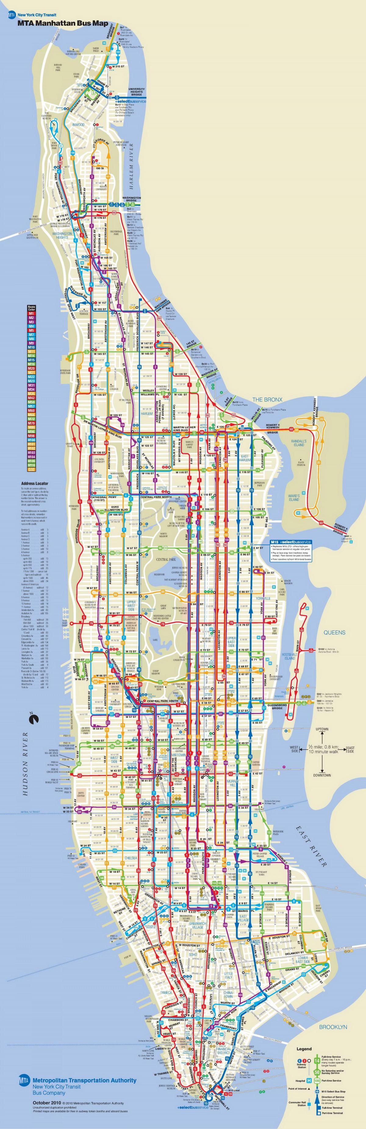 NYC carte de bus de Manhattan