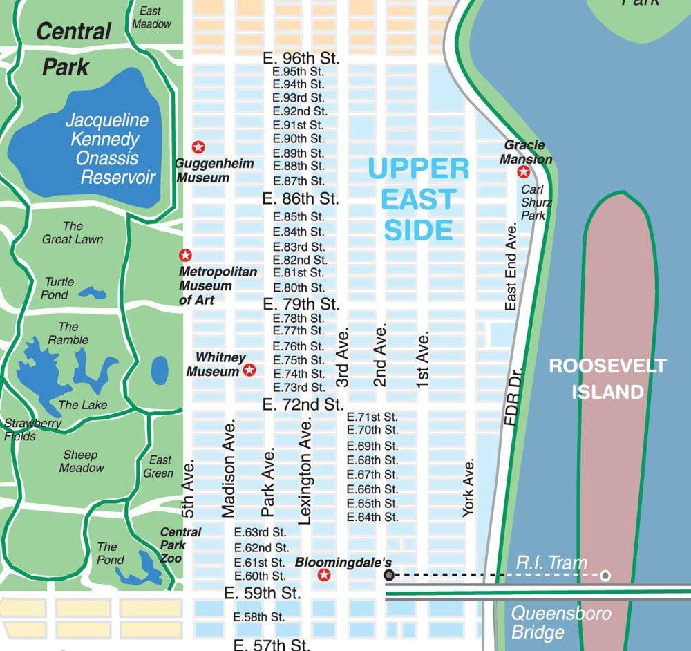 carte de l'upper east side de Manhattan