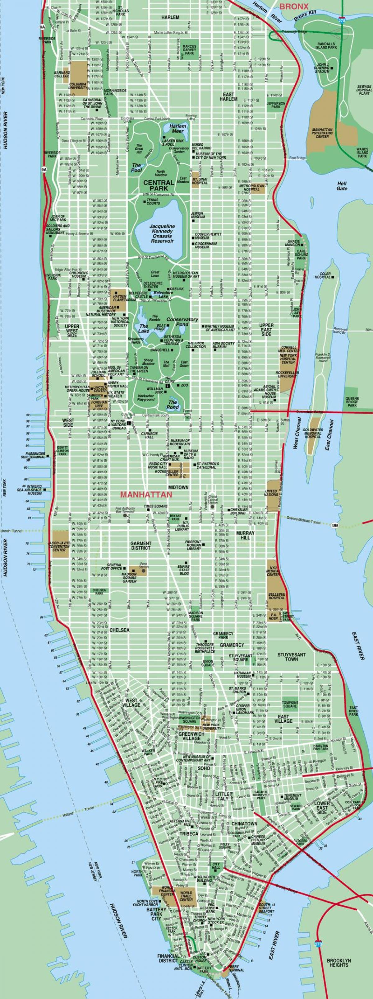 carte détaillée de Manhattan
