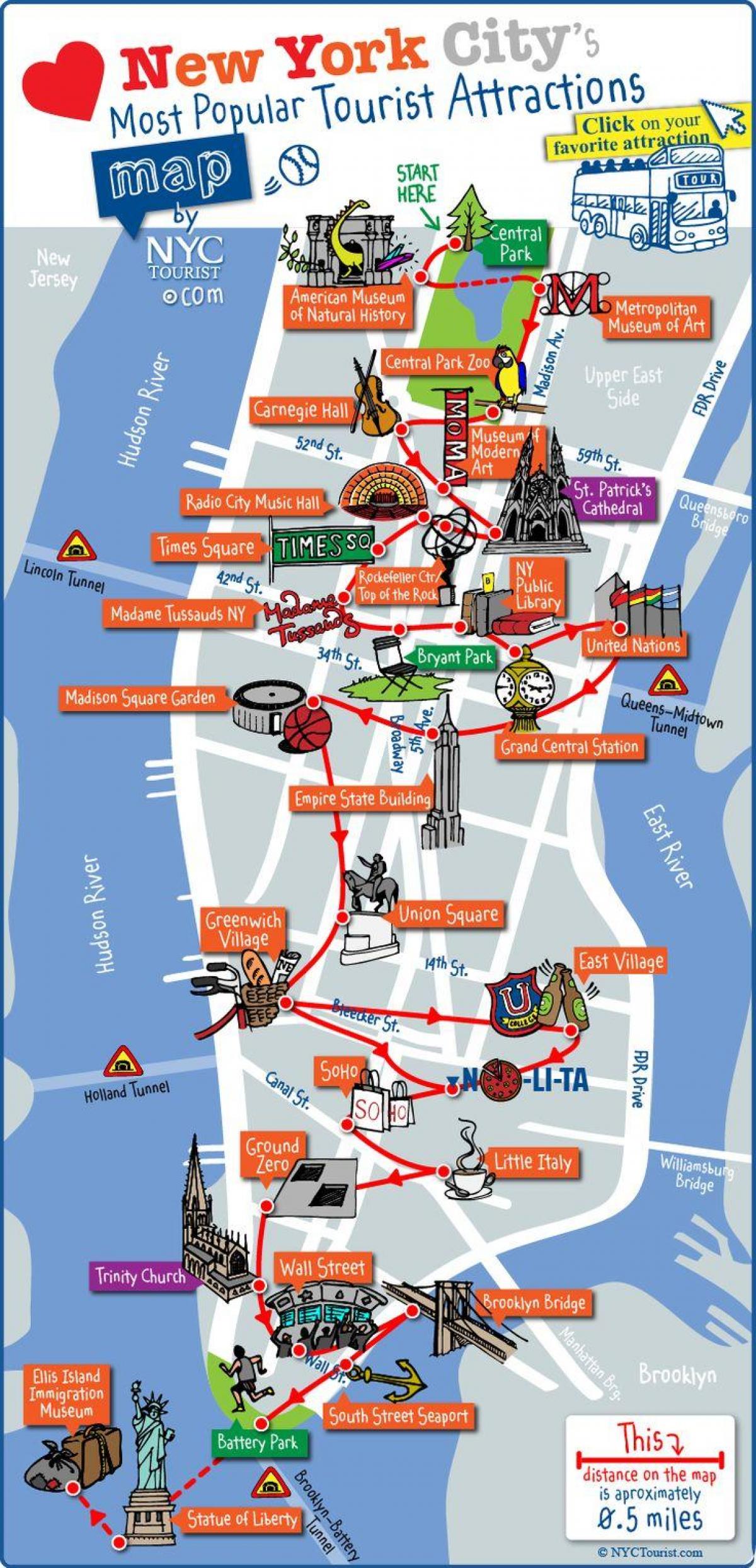 midtown Manhattan attractions de la carte