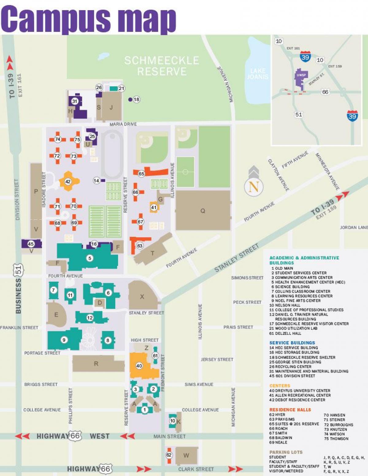 carte du campus de l'université de new york