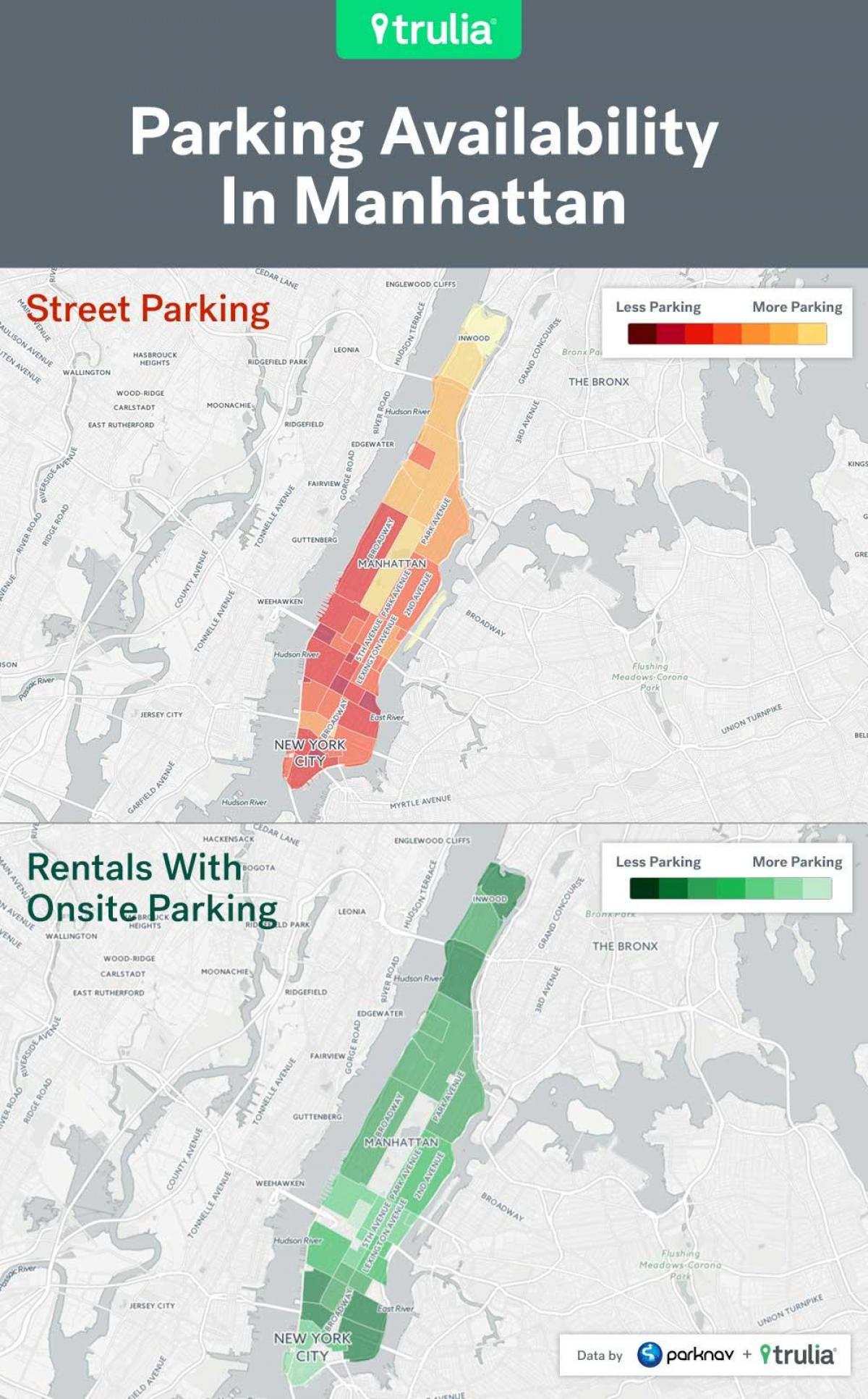 NYC parking de la rue la carte de Manhattan