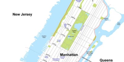 Carte de l'île de Manhattan à New York