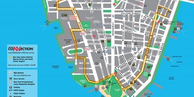 Le bas Manhattan, visite à pied de la carte
