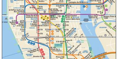 Carte de Manhattan en métro