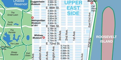 Carte de l'upper east side de Manhattan